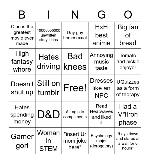 Savannah Bingo Card