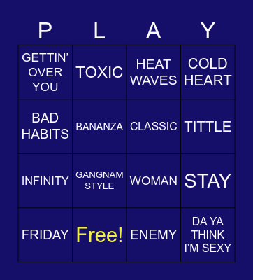 FSU MUSIC BINGO Card