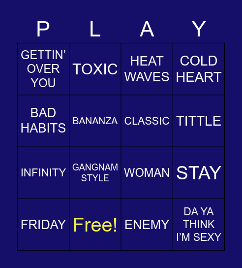 FSU MUSIC BINGO Card
