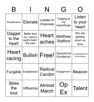 Town Hall Bingo Card