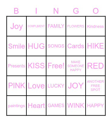 Valentine's day Bingo Card