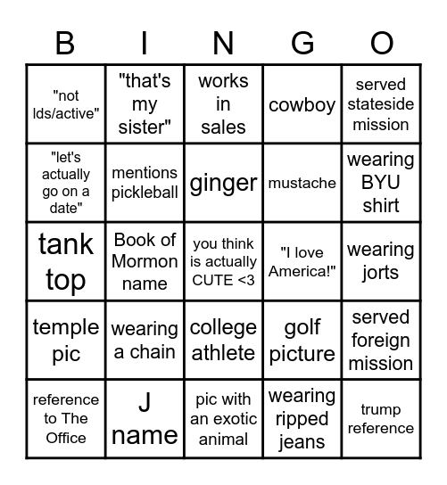 BASIC BOY Bingo Card