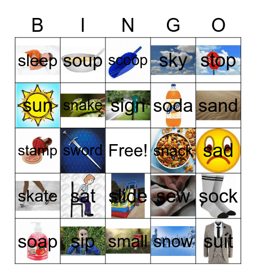 S initial and blends Bingo Card