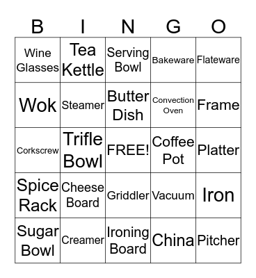 Kathryn's Wedding Shower BINGO Card