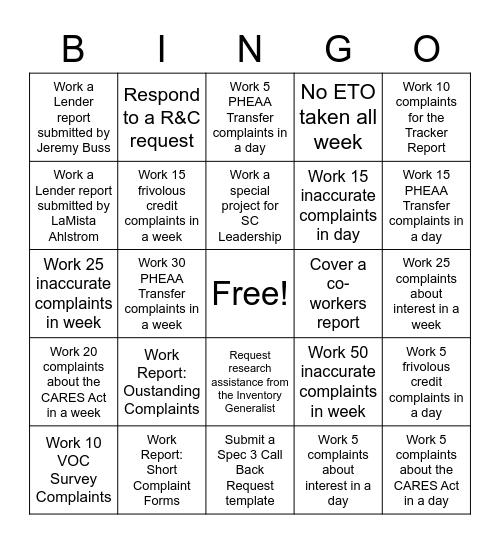 Untitled Bingo Card