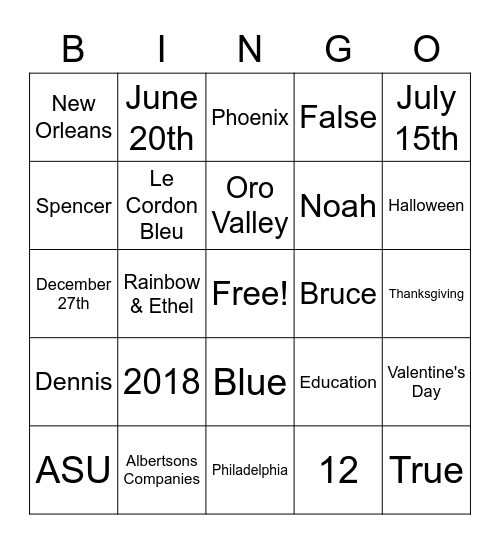 Get to Know Bruce and Noah! Bingo Card