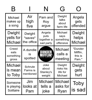 The Office Bingo X Bingo Card