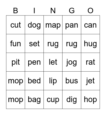 Sound It Out Bingo Card