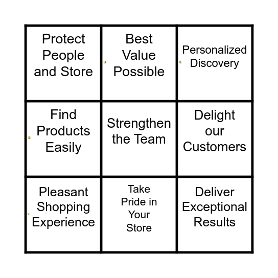 North Star Pillars & Tenets Bingo Card