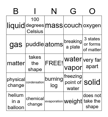 Matter Bingo Card
