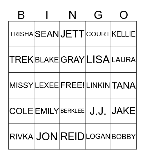 COUSIN BINGO Card