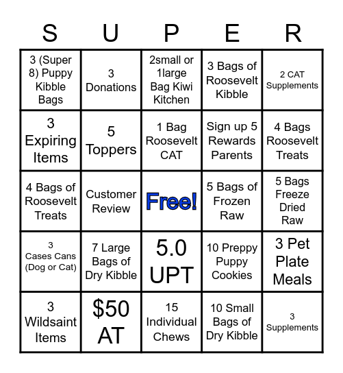 Super 8 Bingo Card