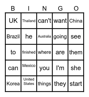 Bingo Time! Bingo Card