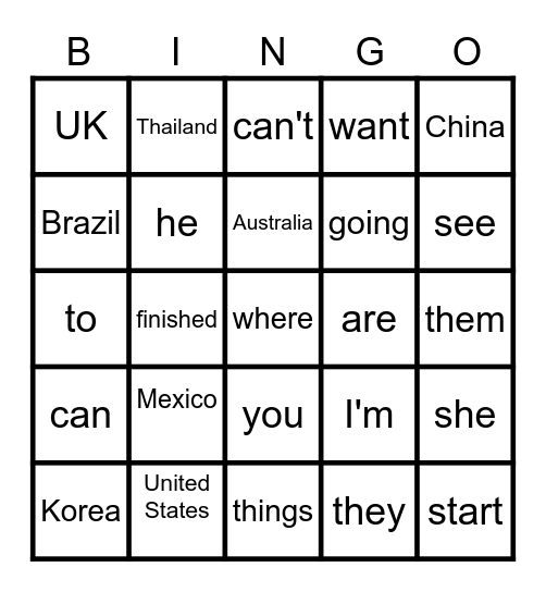 Bingo Time! Bingo Card