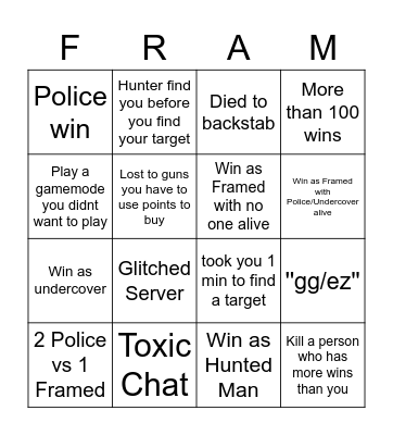 Framed Bingo Card
