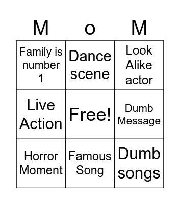 Bad Movie Bingo Card