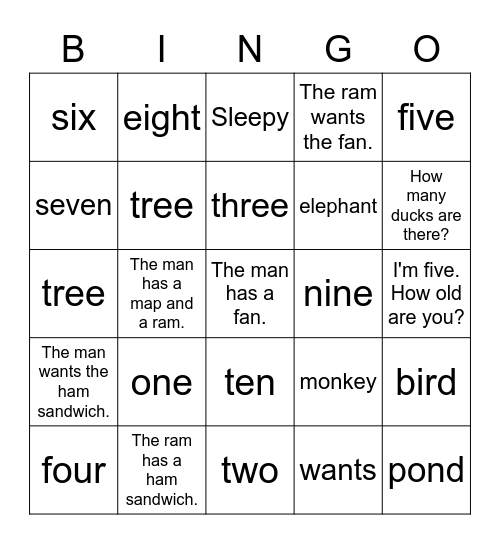 Dino 1A 2 Bingo Card