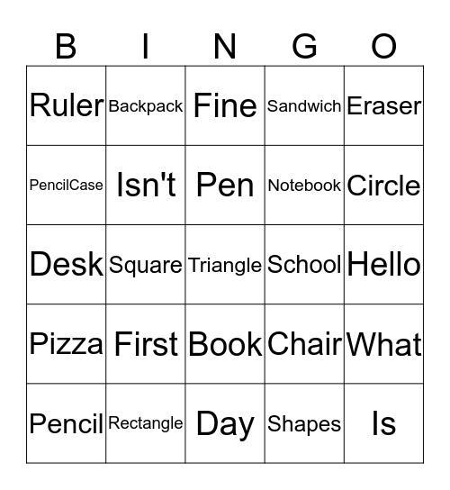 Elephant Class Bingo! Bingo Card