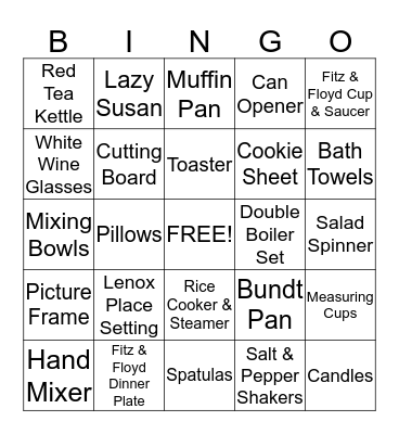 Annie's Wedding Shower Bingo Card