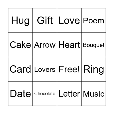 Valentine's Day Bingo Card