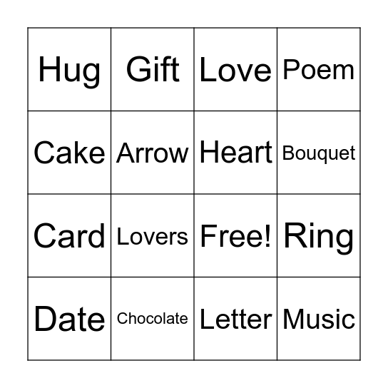 Valentine's Day Bingo Card