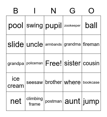 ff1 vocab Bingo Card