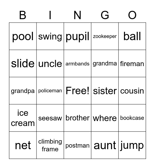 ff1 vocab Bingo Card
