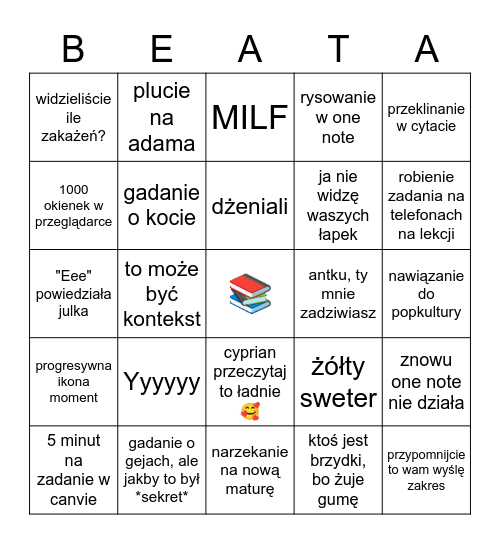 Underforest Bingo Card