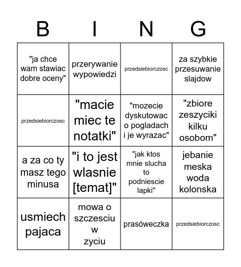 janusz bingo Card