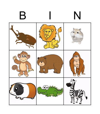 Animals Bingo Card