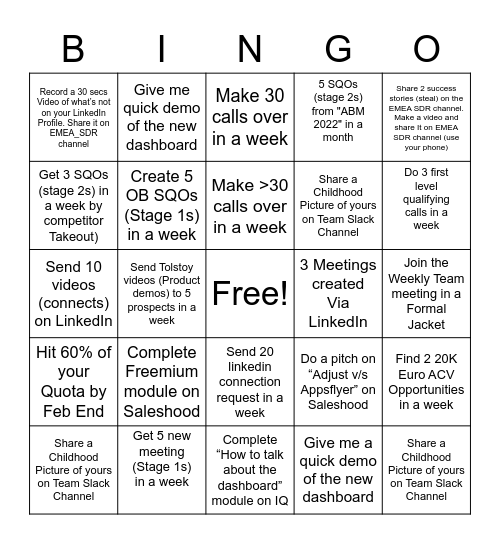 Bingo EMEA Bingo Card