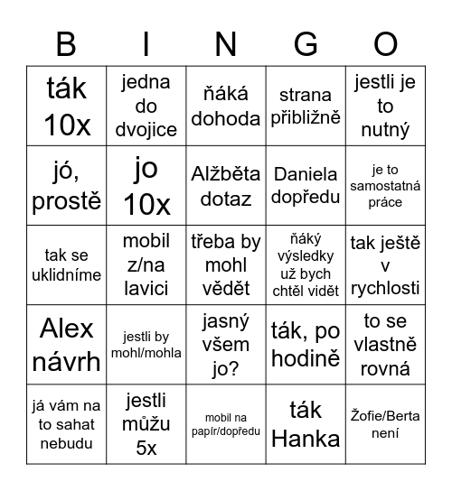 JJingo Bingo Card