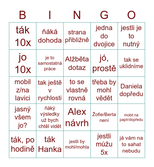 JJingo Bingo Card