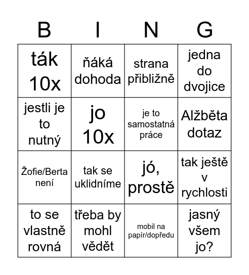 JJingo 4x4 Bingo Card