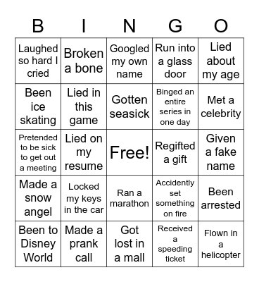 NEVER HAVE I EVER... Bingo Card