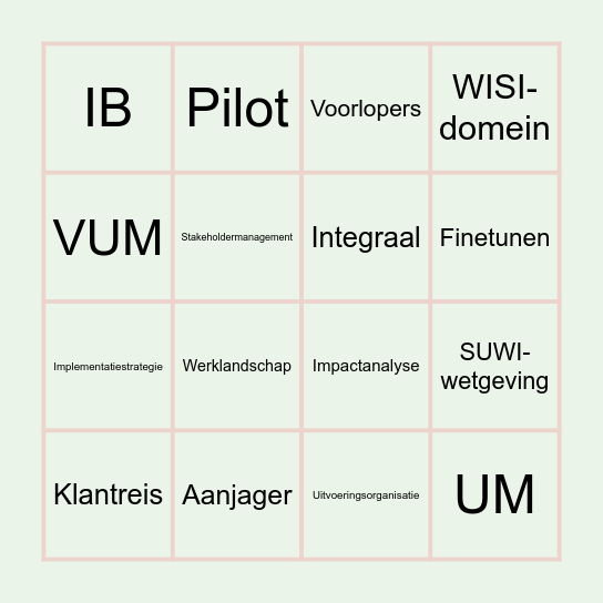 De grote Ambtenarenjargon Bingo 🎉 Bingo Card