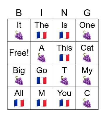 France Bingo Card