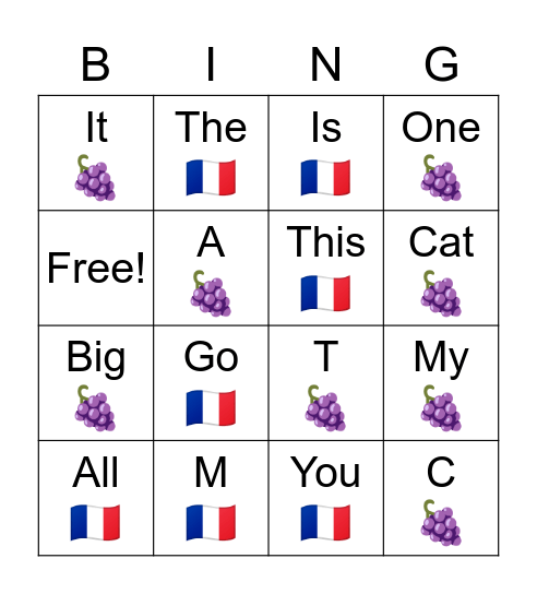 France Bingo Card