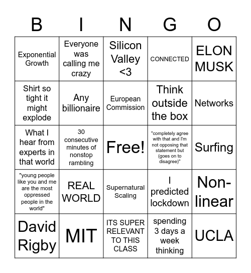 P-A Bingo Card