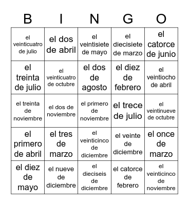 Los cumpleanos de la clase de Sra. Elderidge Bingo Card