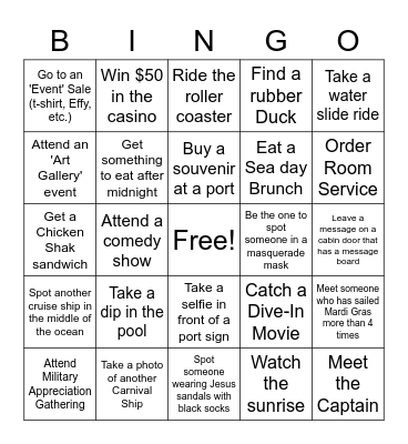 Mardi Gras Bingo Card