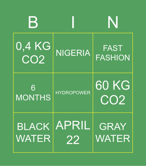 ECO BINGO Card