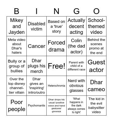 Dhar Mann Bingo Card