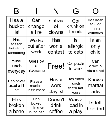 Ice Breaker Bingo Card