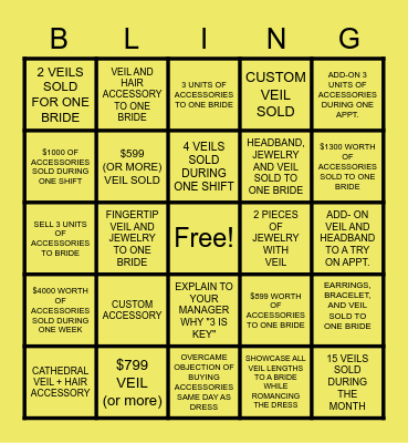 BLINGO Bingo Card