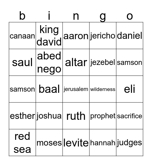 bible trivia Bingo Card
