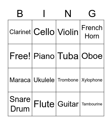 Tone Bingo Card