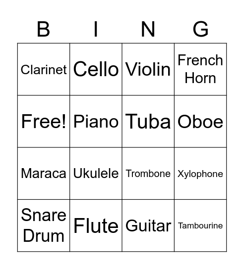 Tone Bingo Card