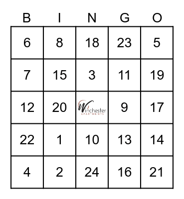 Winchester Bingo Card