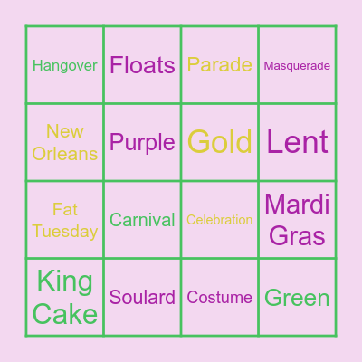 Mardi Gras Bingo Card